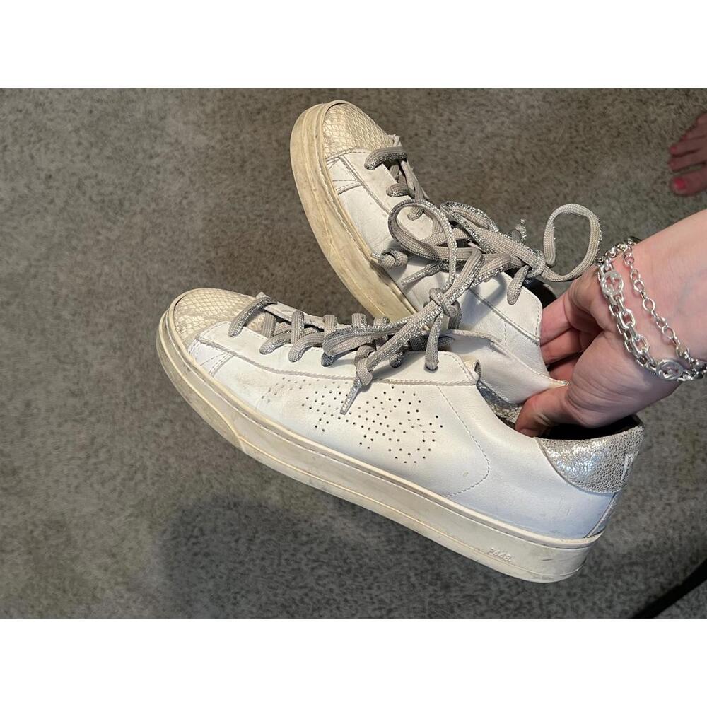 P448 Jack Molly Sneaker White Snake Print Perforated Low Top Lace Up 39 8 8.5 - Picture 4 of 9